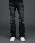 SZ-01 Frayed Stacked Flare — Washed Black