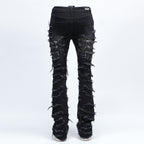 SAZI SZ-01 jean back view showing frayed panels and star pocket